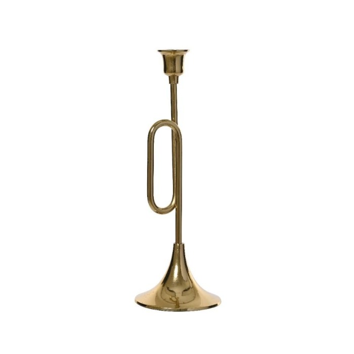 CANDELABRO FORMA TROMBA H.34CM. ALLUMINIO ORO